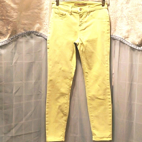 J BRAND NEON YELLOW SKINNY CAPRI JEANS SZ 26